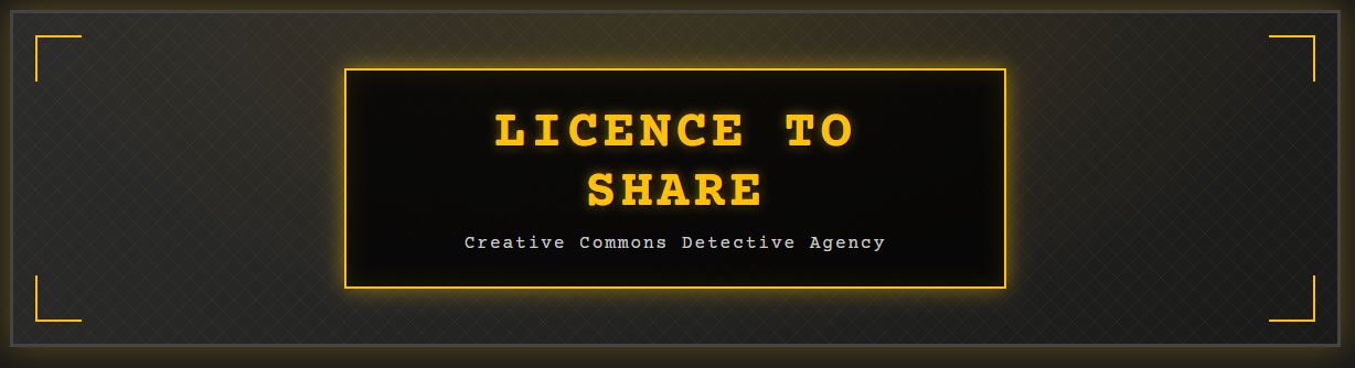 Licence to share banner. This is a playful interactive game about a researcher choosing a CC licence