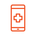 mobile phone with health symbol icon